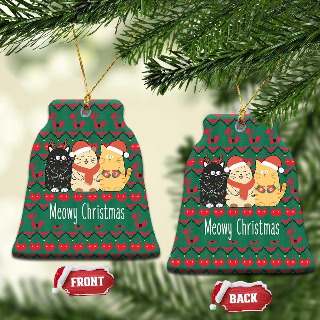 Cat Meowy Christmas Ceramic Ornament Xmas Holiday Patterns - Wonder Print Shop
