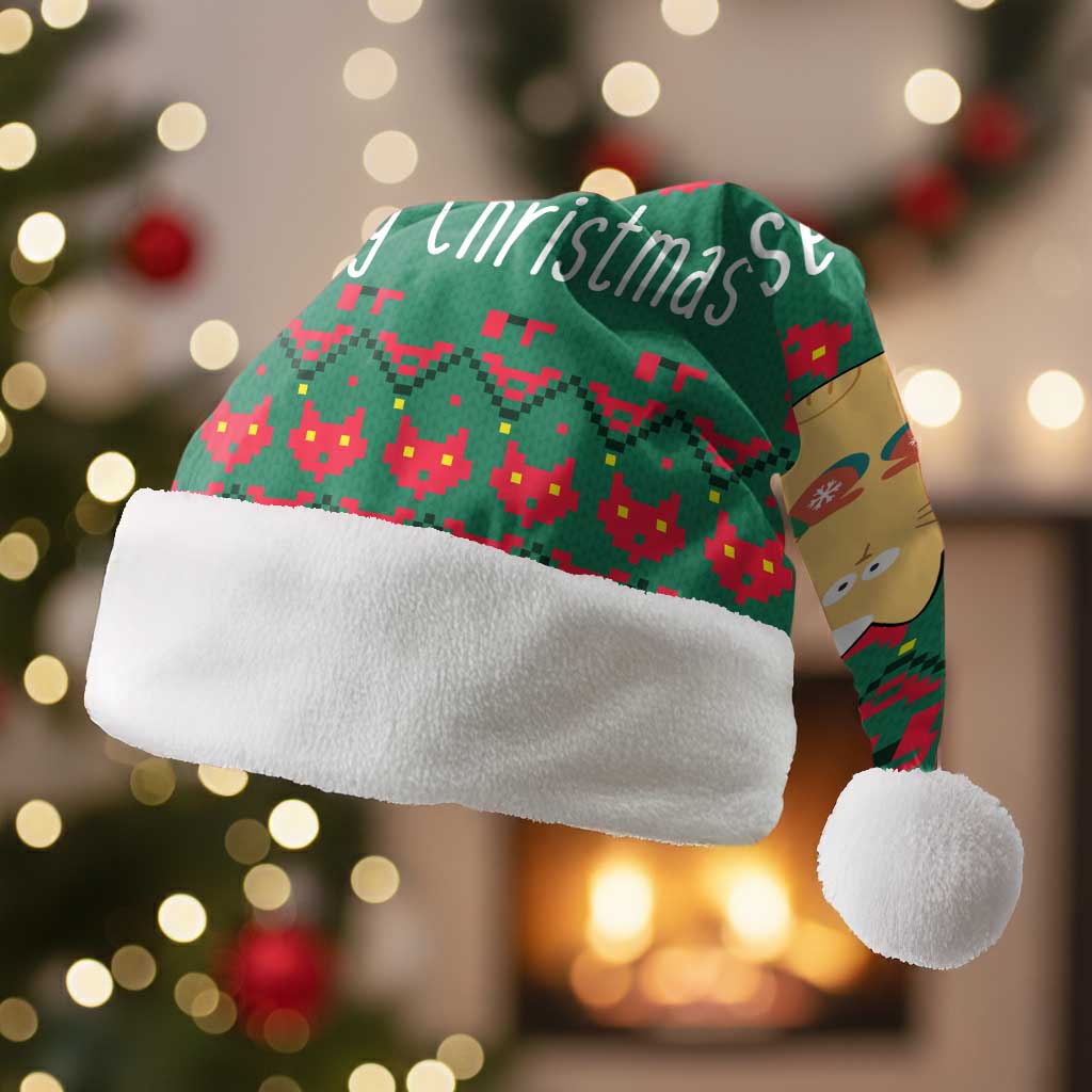 Cat Meowy Christmas Santa Hat Xmas Holiday Patterns - Wonder Print Shop