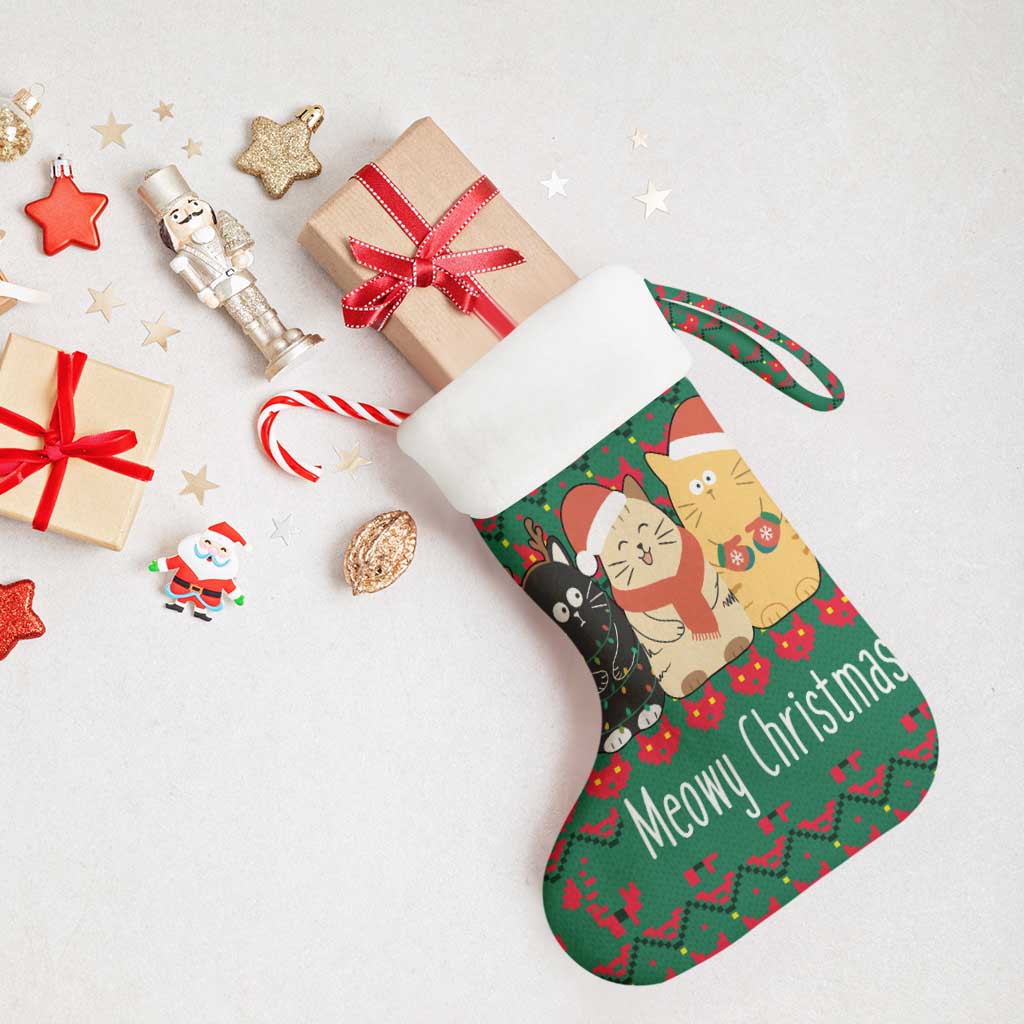 Cat Meowy Christmas Stocking Xmas Holiday Patterns - Wonder Print Shop
