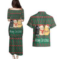 Cat Meowy Christmas Couples Matching Puletasi and Hawaiian Shirt Xmas Holiday Patterns - Wonder Print Shop