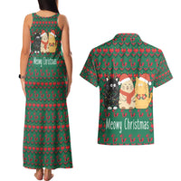 Cat Meowy Christmas Couples Matching Tank Maxi Dress and Hawaiian Shirt Xmas Holiday Patterns - Wonder Print Shop