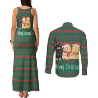 Cat Meowy Christmas Couples Matching Tank Maxi Dress and Long Sleeve Button Shirt Xmas Holiday Patterns - Wonder Print Shop