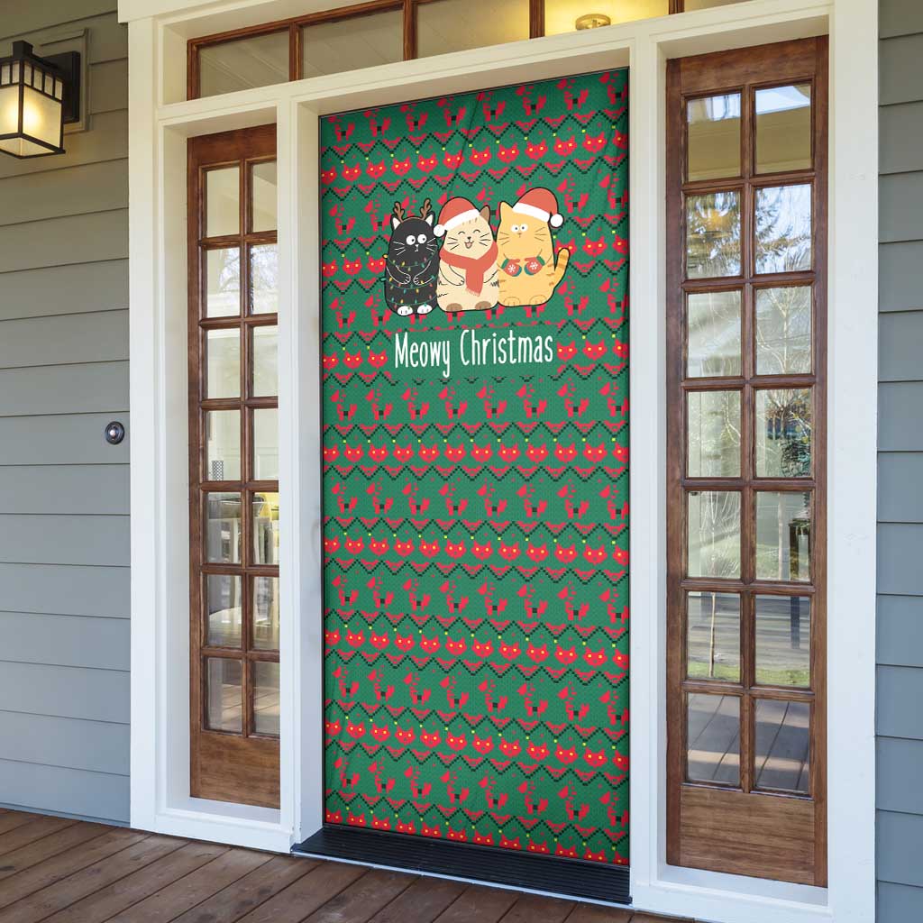 Cat Meowy Christmas Door Cover Xmas Holiday Patterns - Wonder Print Shop