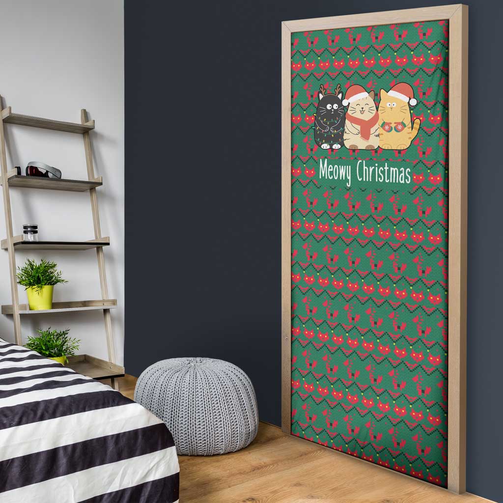 Cat Meowy Christmas Door Cover Xmas Holiday Patterns - Wonder Print Shop
