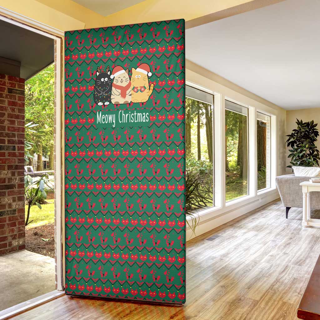 Cat Meowy Christmas Door Cover Xmas Holiday Patterns - Wonder Print Shop