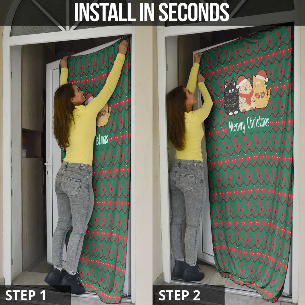 Cat Meowy Christmas Door Cover Xmas Holiday Patterns - Wonder Print Shop