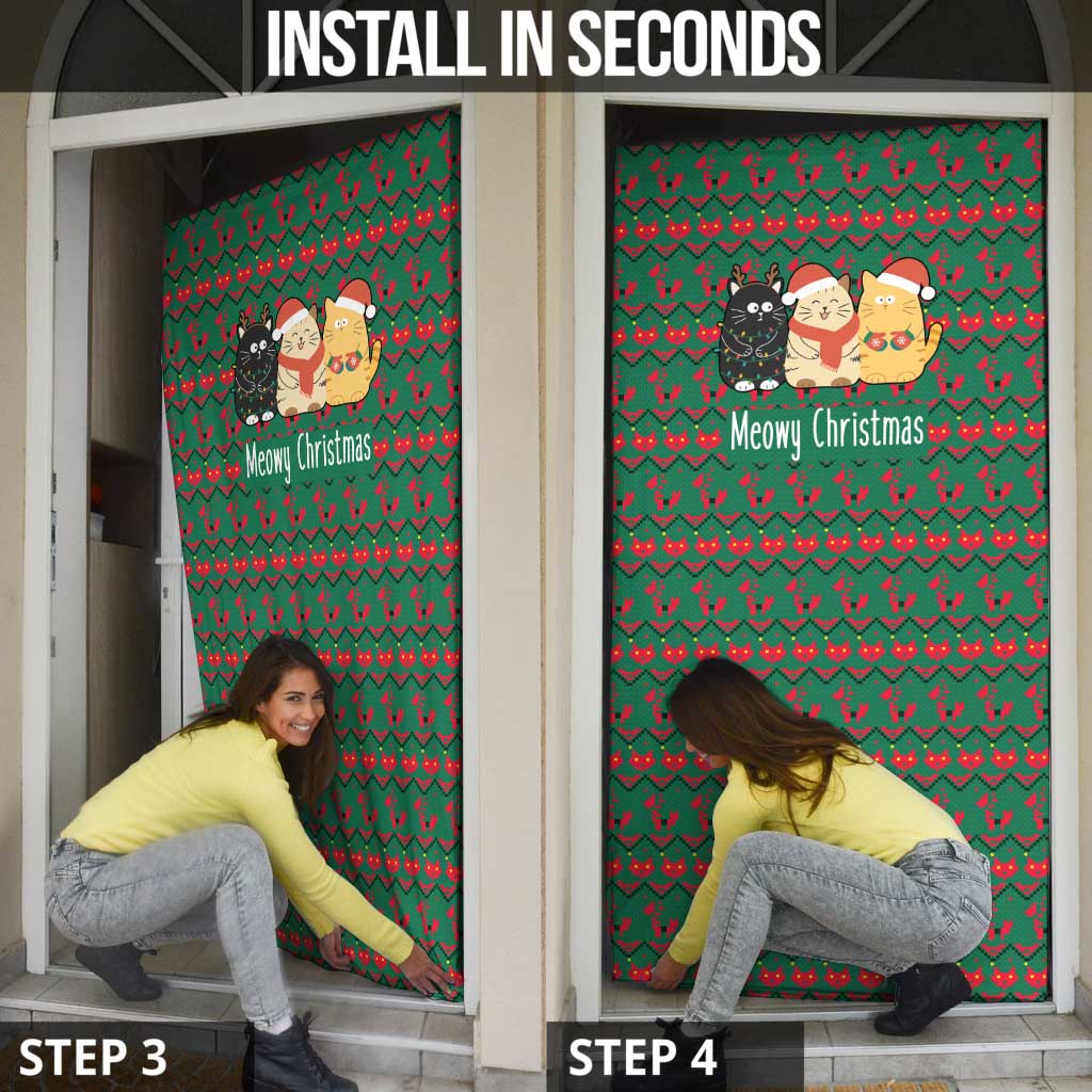 Cat Meowy Christmas Door Cover Xmas Holiday Patterns - Wonder Print Shop