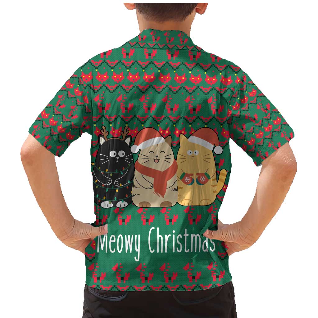 Cat Meowy Christmas Family Matching Mermaid Dress and Hawaiian Shirt Xmas Holiday Patterns - Wonder Print Shop