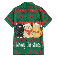 Cat Meowy Christmas Family Matching Off The Shoulder Long Sleeve Dress and Hawaiian Shirt Xmas Holiday Patterns - Wonder Print Shop