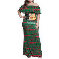 Cat Meowy Christmas Family Matching Off Shoulder Maxi Dress and Hawaiian Shirt Xmas Holiday Patterns - Wonder Print Shop