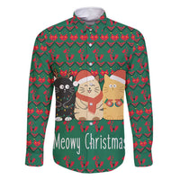 Cat Meowy Christmas Family Matching Off Shoulder Short Dress and Hawaiian Shirt Xmas Holiday Patterns - Wonder Print Shop