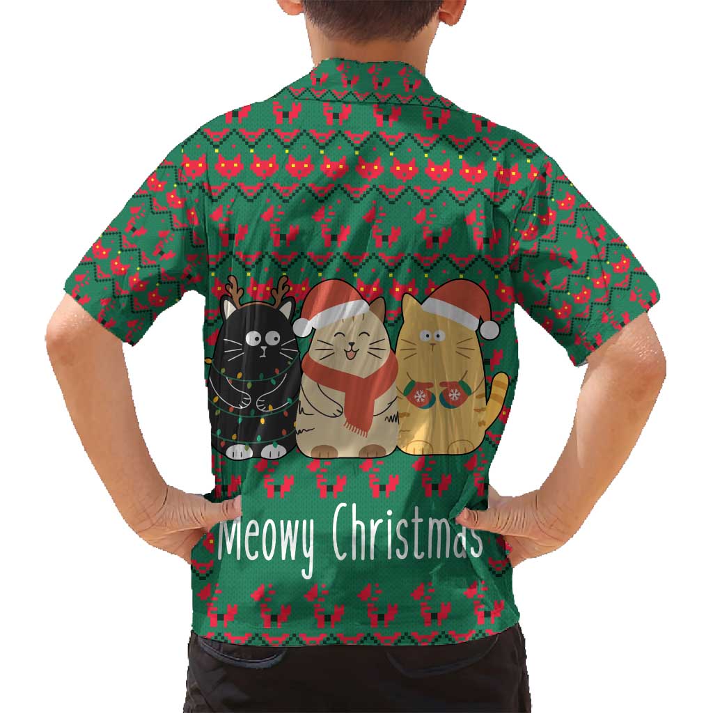 Cat Meowy Christmas Family Matching Tank Maxi Dress and Hawaiian Shirt Xmas Holiday Patterns - Wonder Print Shop
