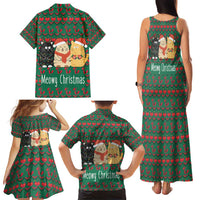 Cat Meowy Christmas Family Matching Tank Maxi Dress and Hawaiian Shirt Xmas Holiday Patterns - Wonder Print Shop