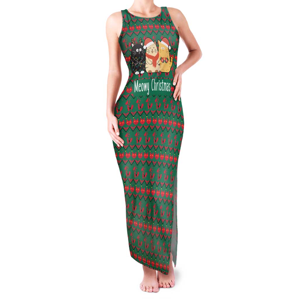 Cat Meowy Christmas Family Matching Tank Maxi Dress and Hawaiian Shirt Xmas Holiday Patterns - Wonder Print Shop
