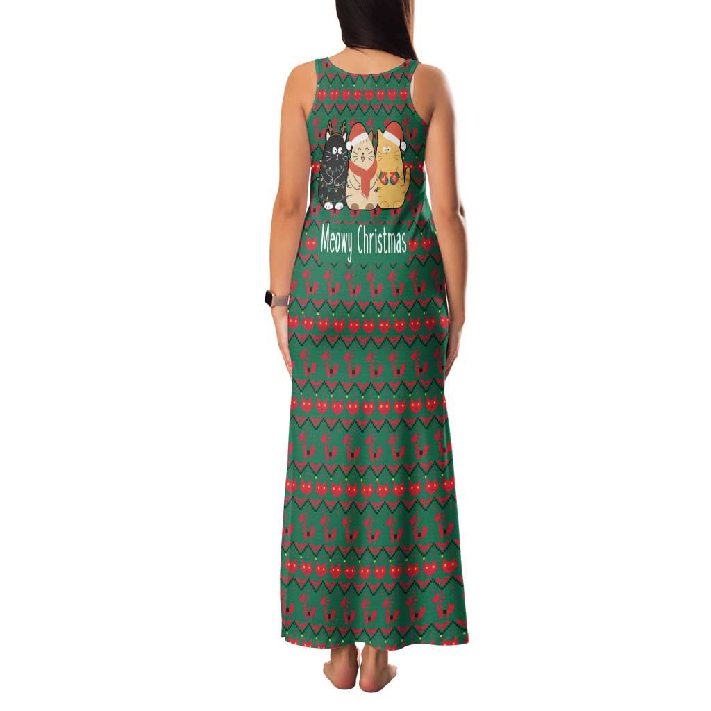 Cat Meowy Christmas Family Matching Tank Maxi Dress and Hawaiian Shirt Xmas Holiday Patterns - Wonder Print Shop