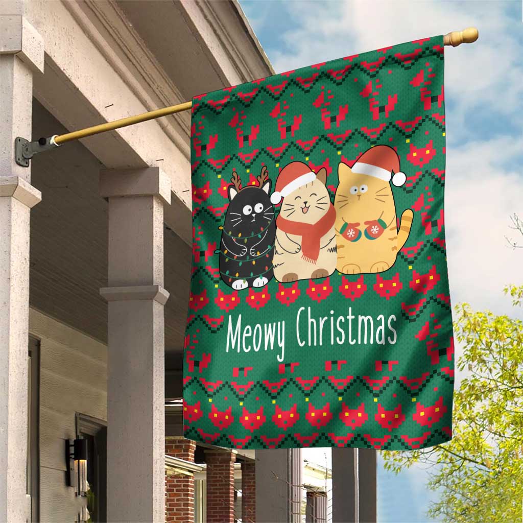 Cat Meowy Christmas Garden Flag Xmas Holiday Patterns - Wonder Print Shop