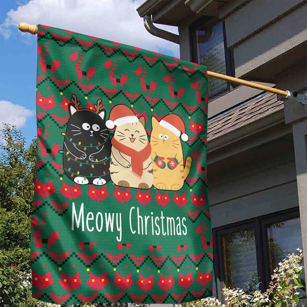 Cat Meowy Christmas Garden Flag Xmas Holiday Patterns - Wonder Print Shop
