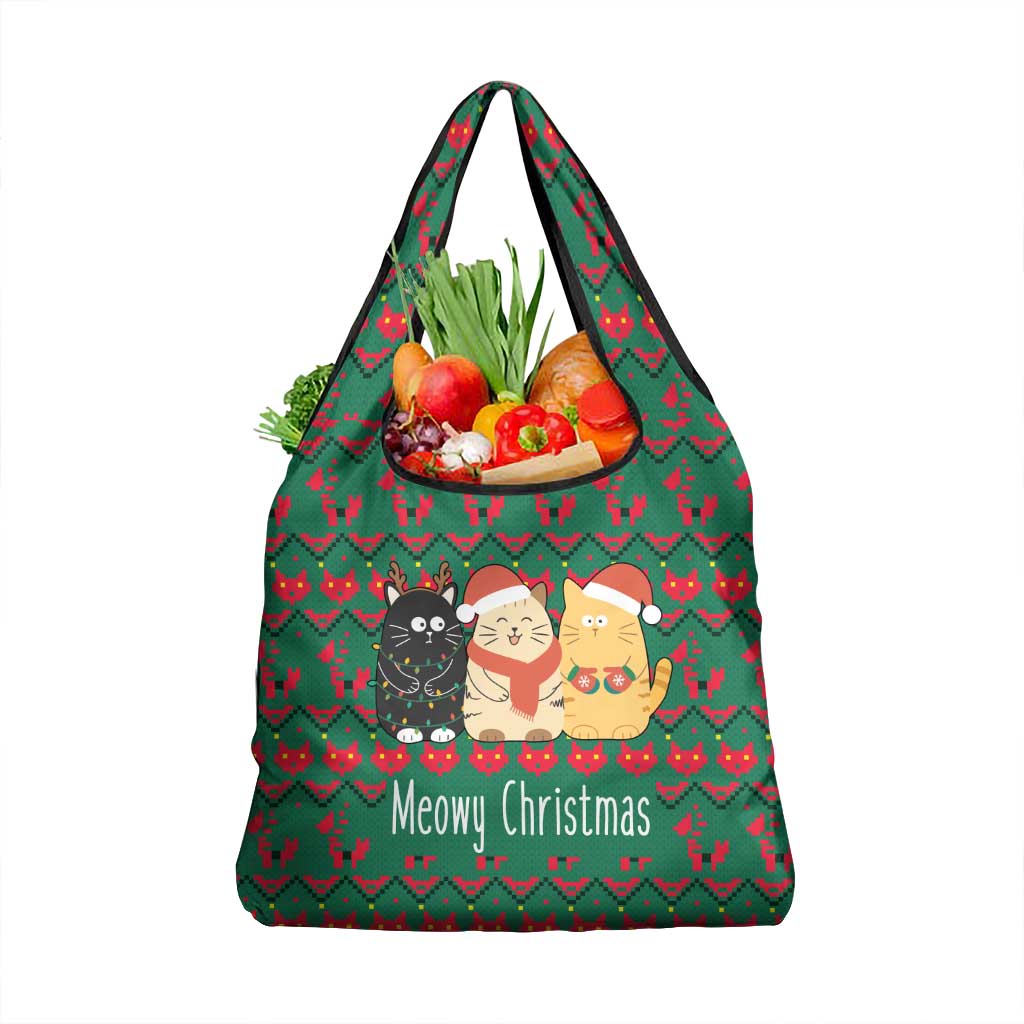 Cat Meowy Christmas Grocery Bag Xmas Holiday Patterns - Wonder Print Shop