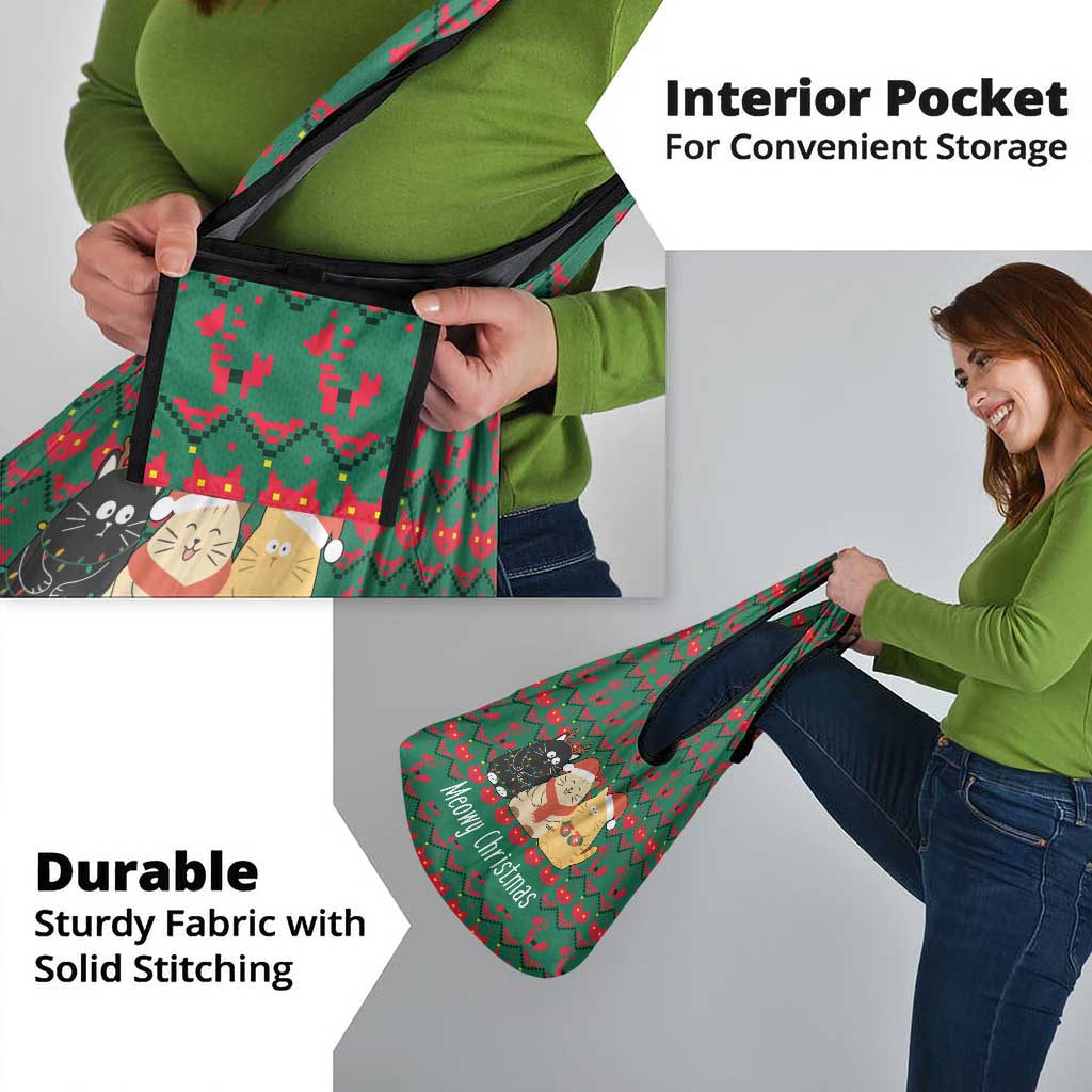 Cat Meowy Christmas Grocery Bag Xmas Holiday Patterns - Wonder Print Shop
