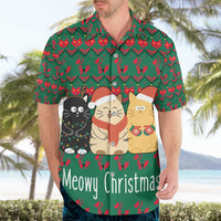 Cat Meowy Christmas Hawaiian Shirt Xmas Holiday Patterns - Wonder Print Shop