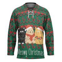 Cat Meowy Christmas Hockey Jersey Xmas Holiday Patterns - Wonder Print Shop