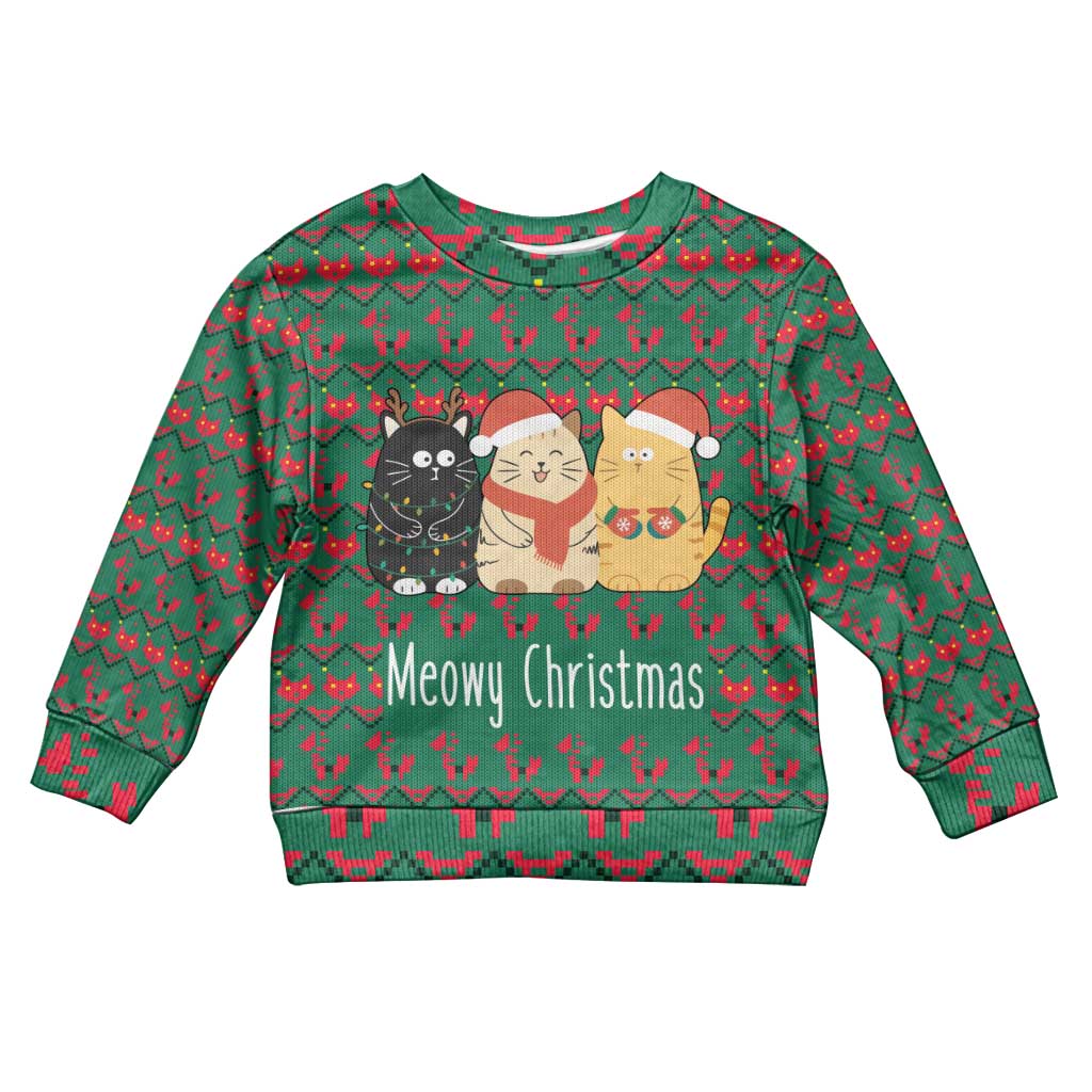 Cat Meowy Christmas Kid Ugly Christmas Sweater Xmas Holiday Patterns - Wonder Print Shop