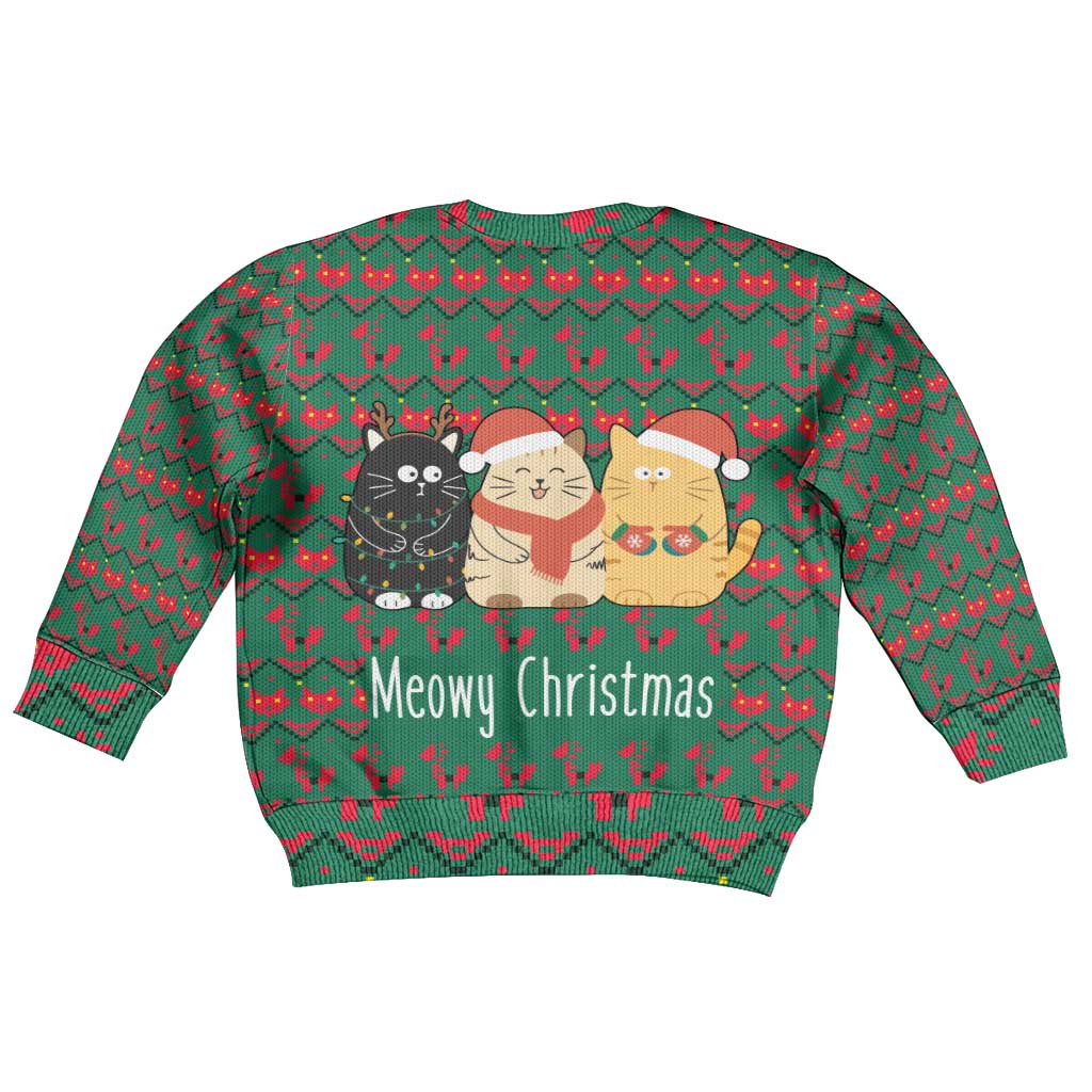 Cat Meowy Christmas Kid Ugly Christmas Sweater Xmas Holiday Patterns - Wonder Print Shop