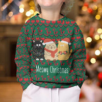 Cat Meowy Christmas Kid Ugly Christmas Sweater Xmas Holiday Patterns - Wonder Print Shop