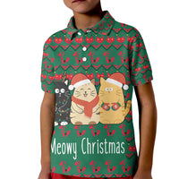 Cat Meowy Christmas Kid Polo Shirt Xmas Holiday Patterns - Wonder Print Shop