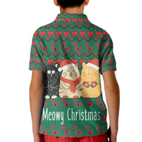 Cat Meowy Christmas Kid Polo Shirt Xmas Holiday Patterns - Wonder Print Shop