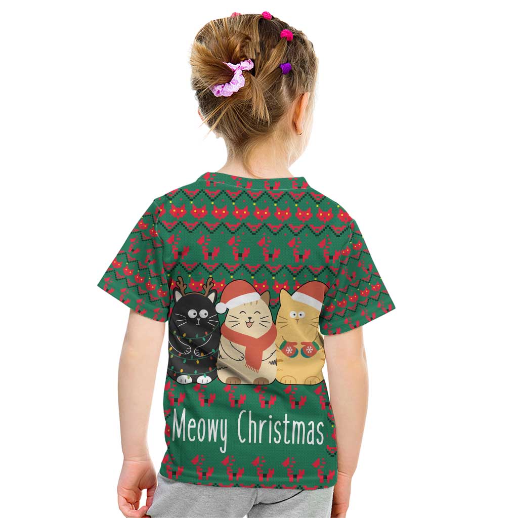 Cat Meowy Christmas Kid T Shirt Xmas Holiday Patterns - Wonder Print Shop