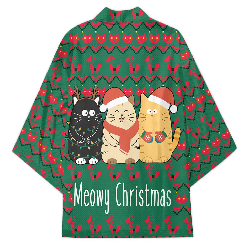 Cat Meowy Christmas Kimono Xmas Holiday Patterns - Wonder Print Shop