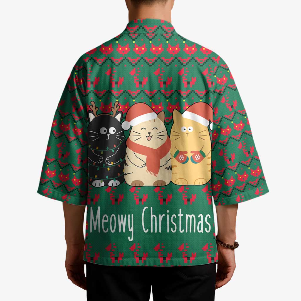 Cat Meowy Christmas Kimono Xmas Holiday Patterns - Wonder Print Shop