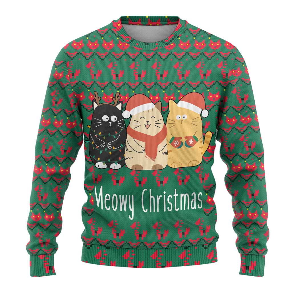 Cat Meowy Christmas Ugly Christmas Sweater Xmas Holiday Patterns - Wonder Print Shop