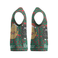 Cat Meowy Christmas Knitted V-Neck Vest Xmas Holiday Patterns - Wonder Print Shop