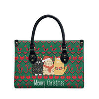 Cat Meowy Christmas Leather Bag Xmas Holiday Patterns - Wonder Print Shop