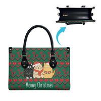 Cat Meowy Christmas Leather Bag Xmas Holiday Patterns - Wonder Print Shop
