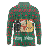 Cat Meowy Christmas Long Sleeve Polo Shirt Xmas Holiday Patterns - Wonder Print Shop