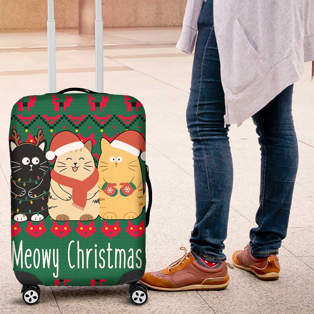 Cat Meowy Christmas Luggage Cover Xmas Holiday Patterns - Wonder Print Shop