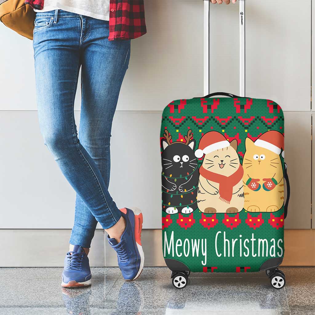 Cat Meowy Christmas Luggage Cover Xmas Holiday Patterns - Wonder Print Shop
