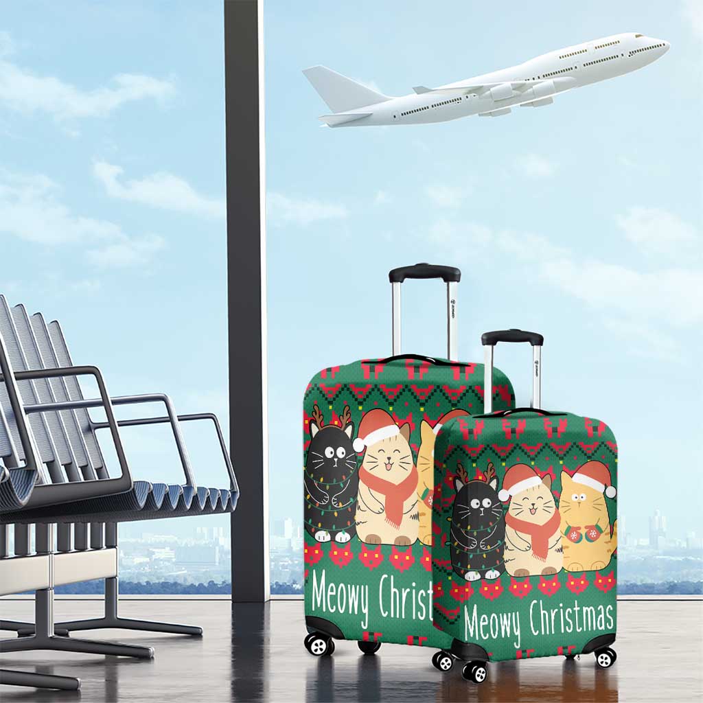 Cat Meowy Christmas Luggage Cover Xmas Holiday Patterns - Wonder Print Shop