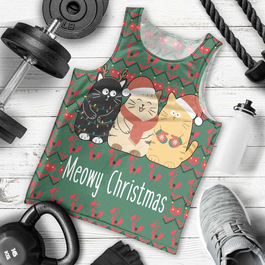 Cat Meowy Christmas Men Tank Top Xmas Holiday Patterns - Wonder Print Shop