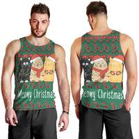 Cat Meowy Christmas Men Tank Top Xmas Holiday Patterns - Wonder Print Shop