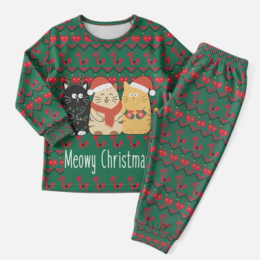 Cat Meowy Christmas Pajama Set Xmas Holiday Patterns - Wonder Print Shop