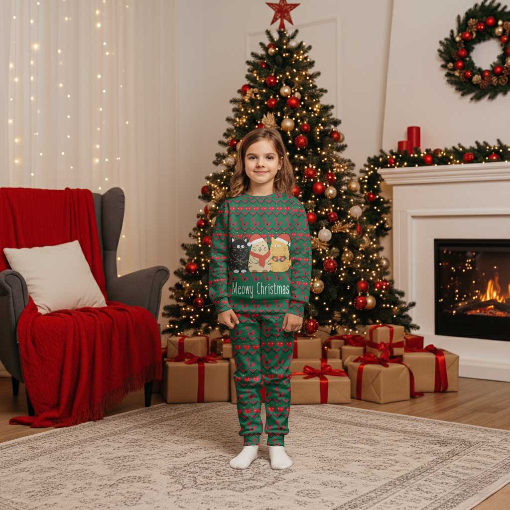Cat Meowy Christmas Pajama Set Xmas Holiday Patterns - Wonder Print Shop