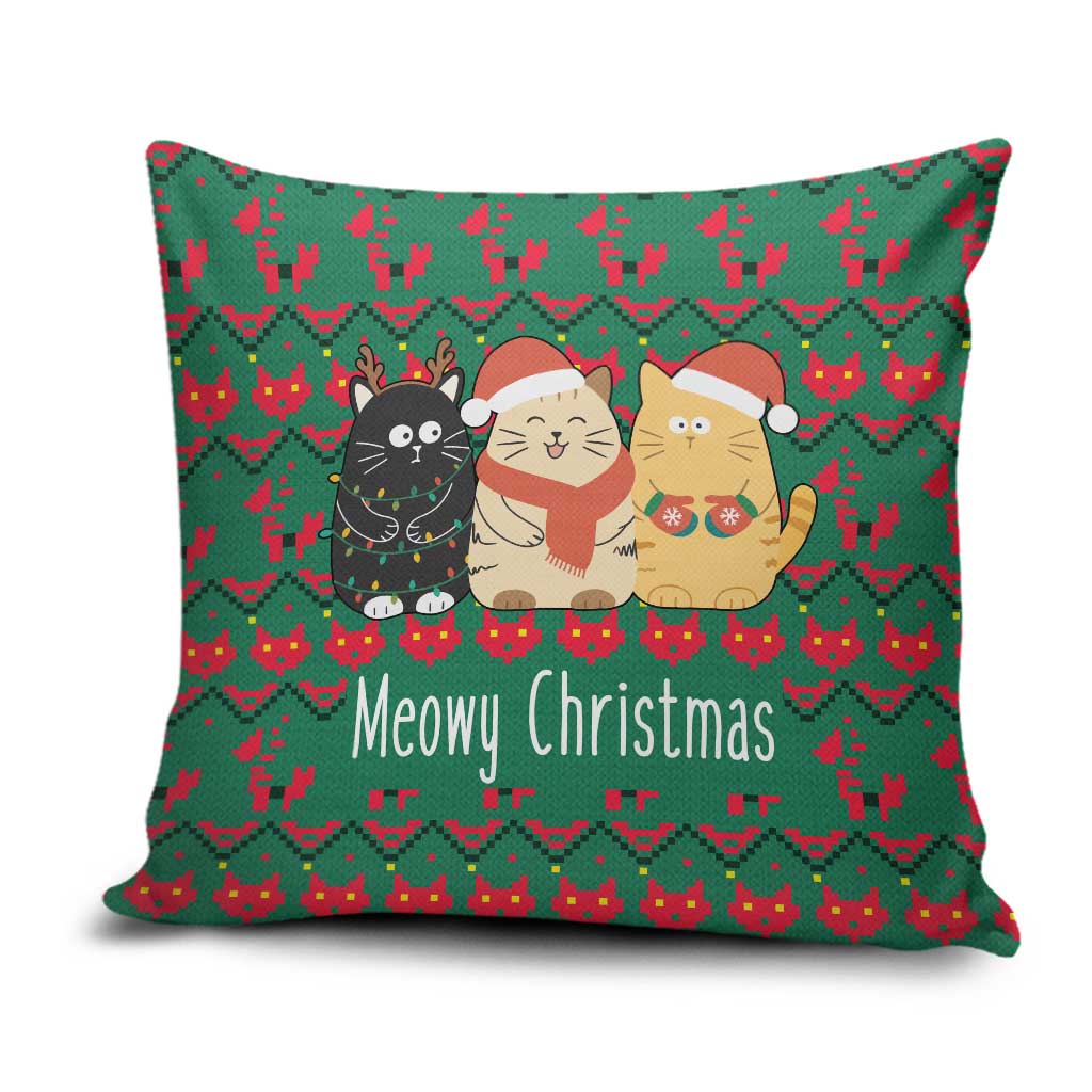 Cat Meowy Christmas Pillow Cover Xmas Holiday Patterns - Wonder Print Shop