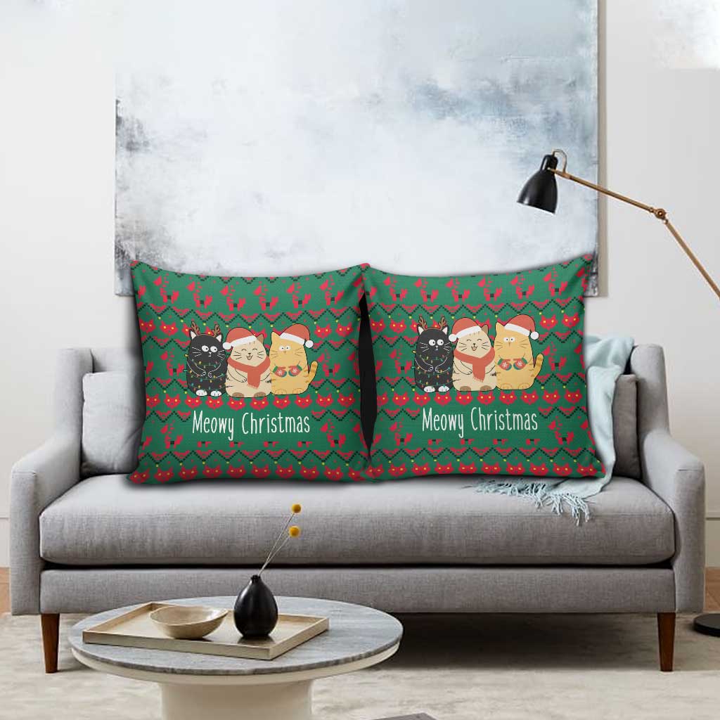 Cat Meowy Christmas Pillow Cover Xmas Holiday Patterns - Wonder Print Shop