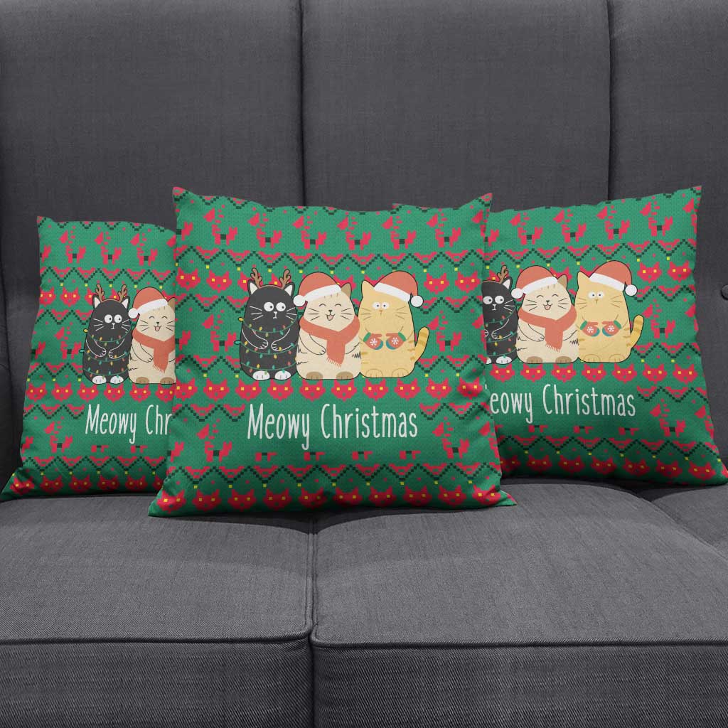 Cat Meowy Christmas Pillow Cover Xmas Holiday Patterns - Wonder Print Shop