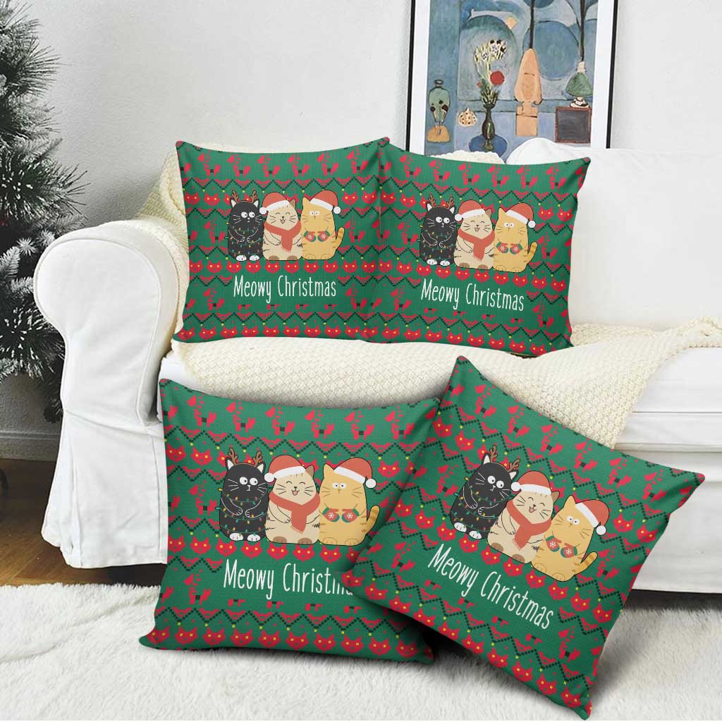 Cat Meowy Christmas Pillow Cover Xmas Holiday Patterns - Wonder Print Shop