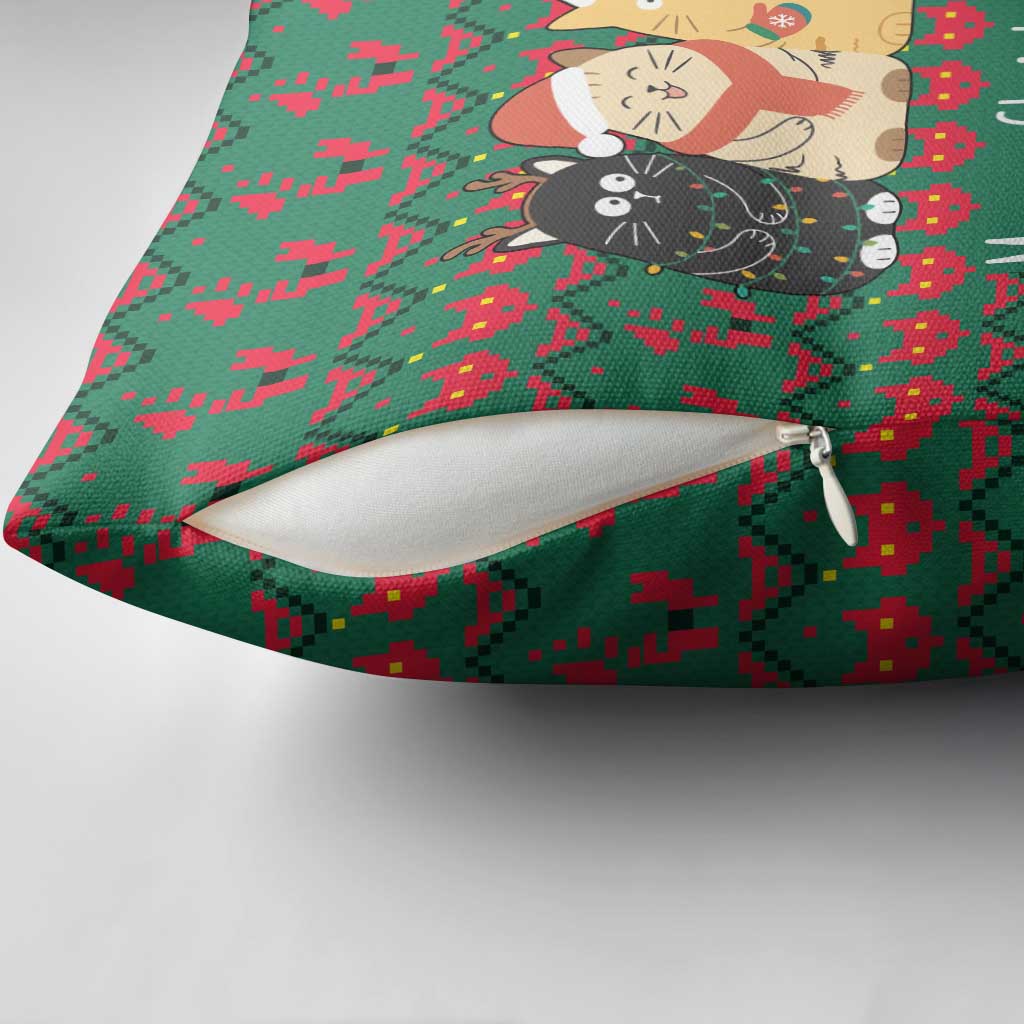 Cat Meowy Christmas Pillow Cover Xmas Holiday Patterns - Wonder Print Shop